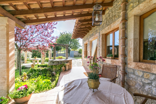 Covered terrace in the garden