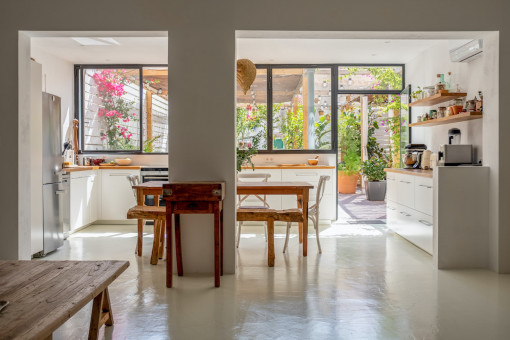 Open living and dining area