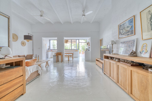 Open living and dining area of 1st floor