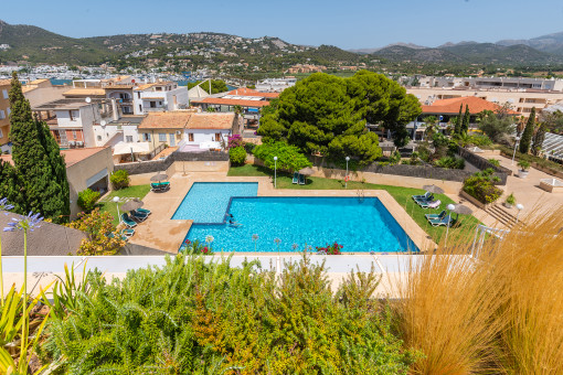 Views from the terrace to the community pool area