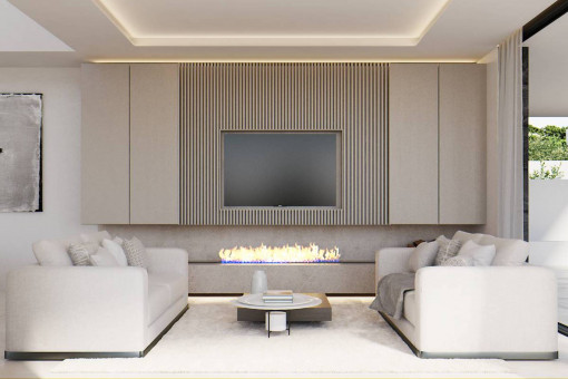 Living area with fireplace
