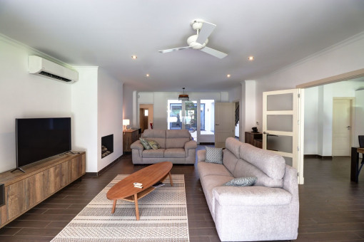 Living area with fireplace