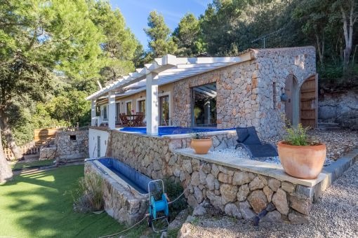 Natural stone terrace with pool