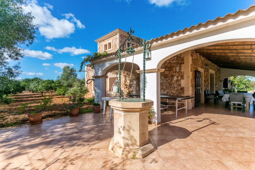 Mediterranean terrace with fountain