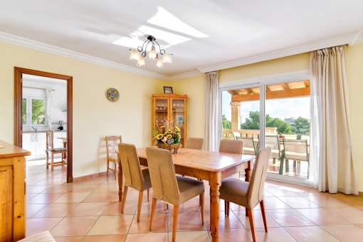 Bright dining area with terrace access