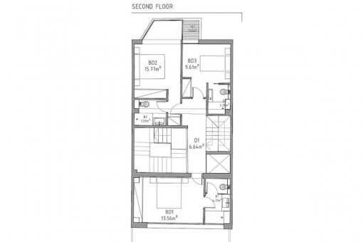 Construction plan of the upper floor