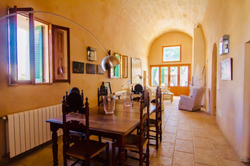 Beautiful wooden furniture in the living and dining area