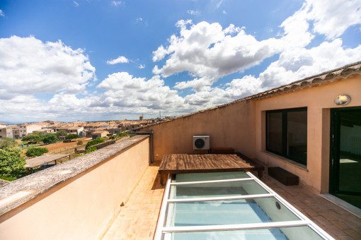 Roof terrace with views over the town