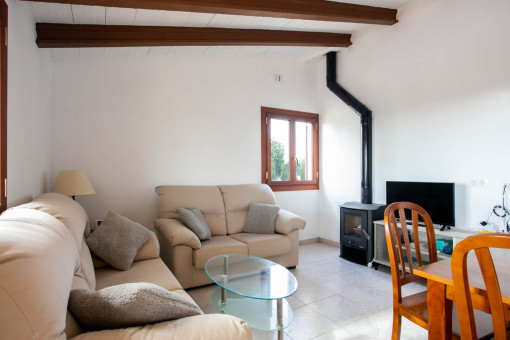 Living area with fireplace