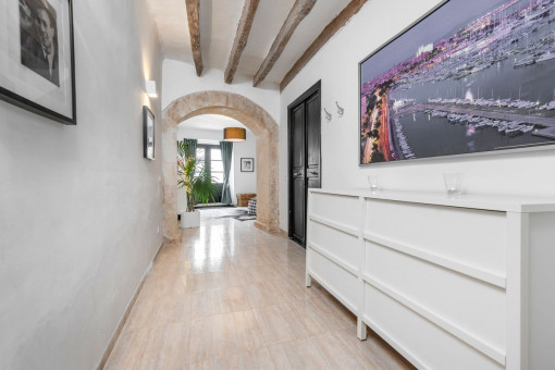 Corridor with authentic stone arch