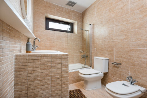 Modern bathroom with bathtub