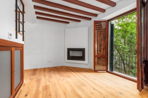 Second living area with fireplace