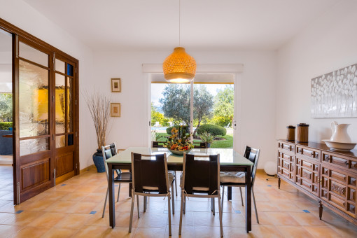 Bright dining area with terrace access