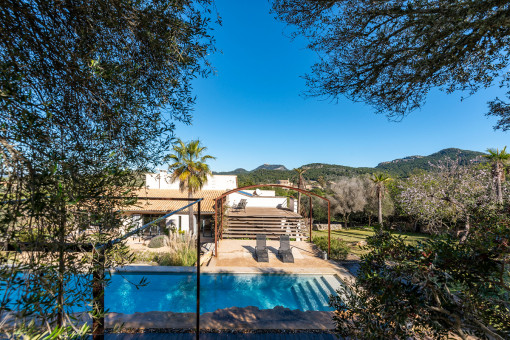 View to the pool and terrace