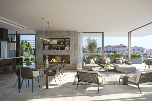 Living area with panoramic windows