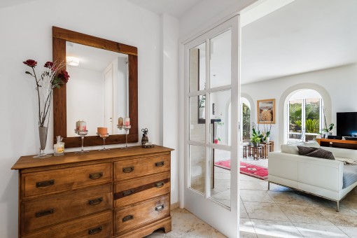 Corridor and view to the living area