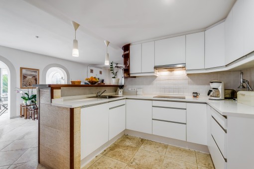 Open kitchen in white