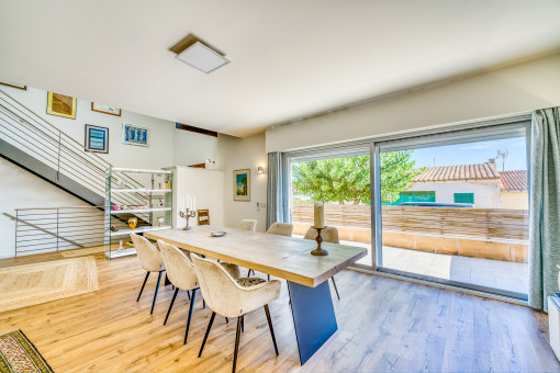 Elegant dining area on the lower level