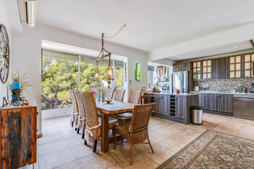 Dining area and kitchen