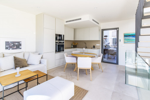 Open plan living and dining area