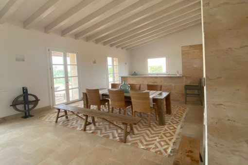 Dining area and kitchen