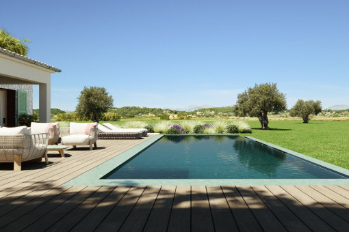Pool area with sweeping views