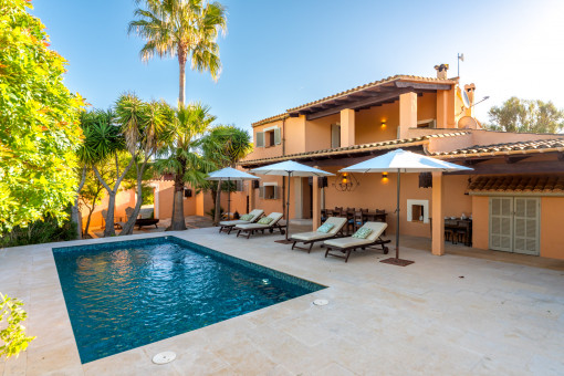 Pool is surrounded by a terrace