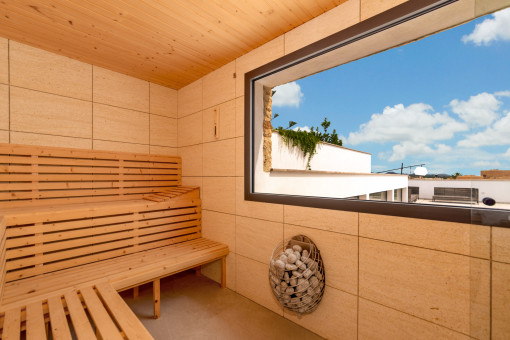 Sauna with views to the roof terrace