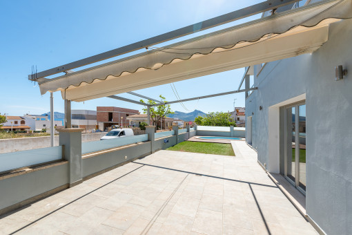 Spacious terrace with awning