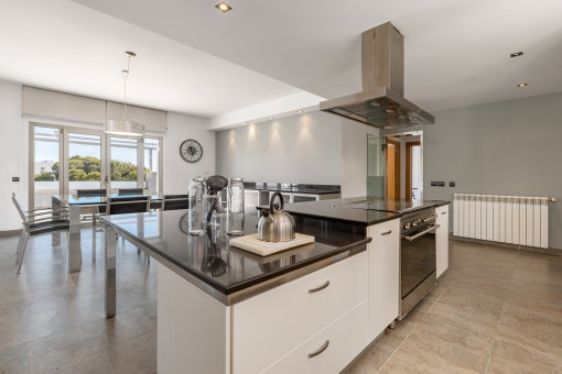 Modern kitchen and dining area