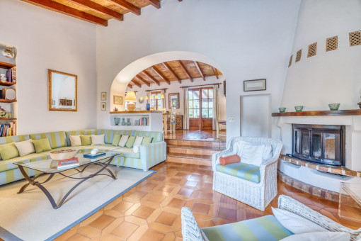 Living area with fireplace