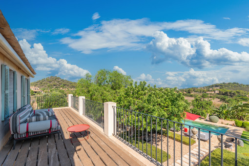 Balcony with pool views