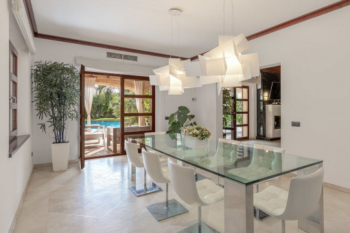 Bright modern dining area