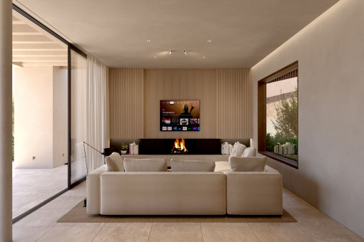 Comfortable living room with fireplace