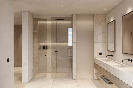 Bathroom with floor - level shower