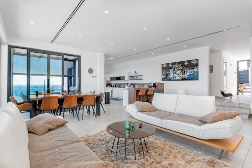 Open plan living and dining area