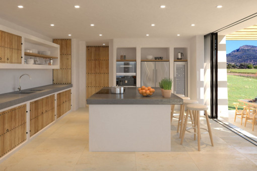 Kitchen with large kitchen island