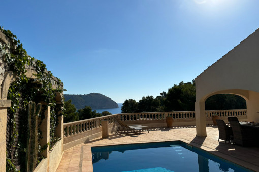 Stylish villa with enchanting sea views within walking distance of a small bay in Canyamel