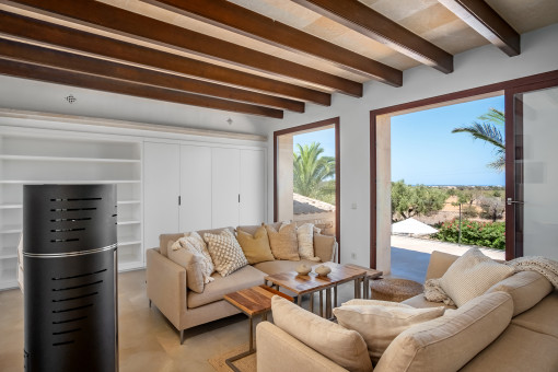 Living area with sea views