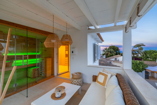 Sauna with sea views