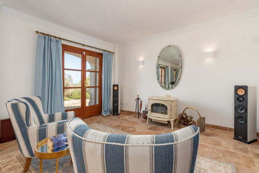 Living room with fireplace