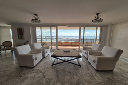 Living area with sea views