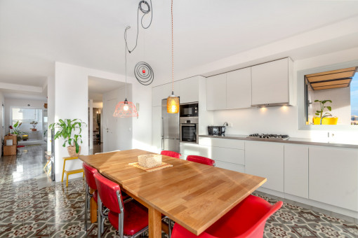 Dining area and kitchen