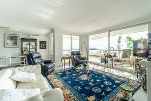 Living area with sea views