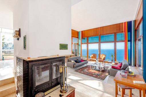 Living area featuring a fireplace