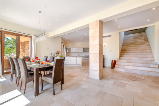 Dining area and open kitchen