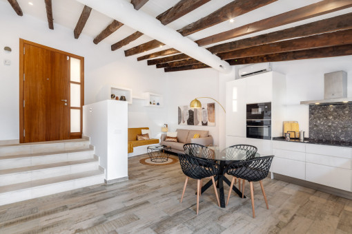 Open plan living and dining area