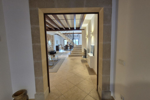 View into the living and dining area