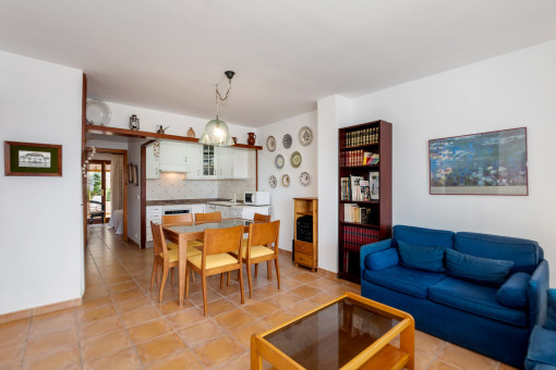 Living area and kitchen